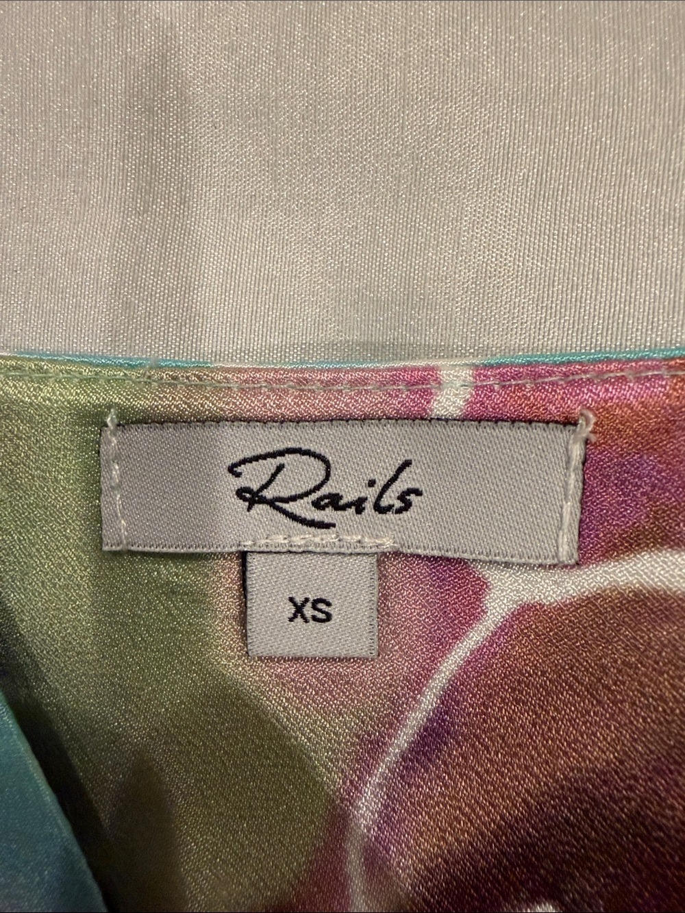 RAILS  Turquoise Floral Satin Camisole with Multicolor Print Size XS - Picture 2 of 7